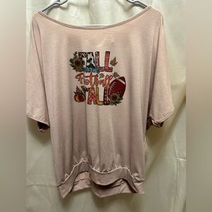 Sale!!Fall theme large women’s blouse “fall means football y’all “ short sleeve